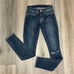 AYR Distressed Mid Rise Skinny Jeans Blue Size 25
